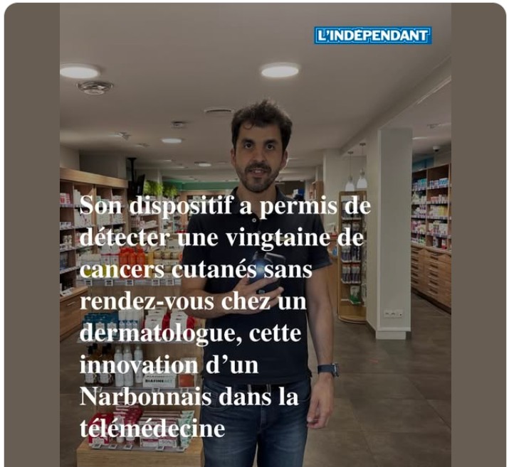 Article de L'Indépendant : un dispositif de détection de cancers cutanés sans rendez-vous chez un dermatologue, une innovation en télémédecine